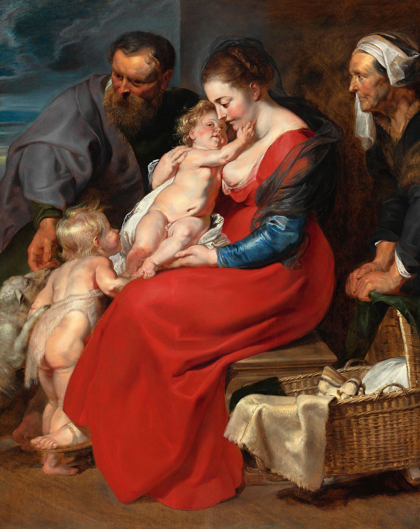 The Holy Family with Saints Elizabeth and John the Baptist: Peter Paul Rubens, Poster Print Wall Art