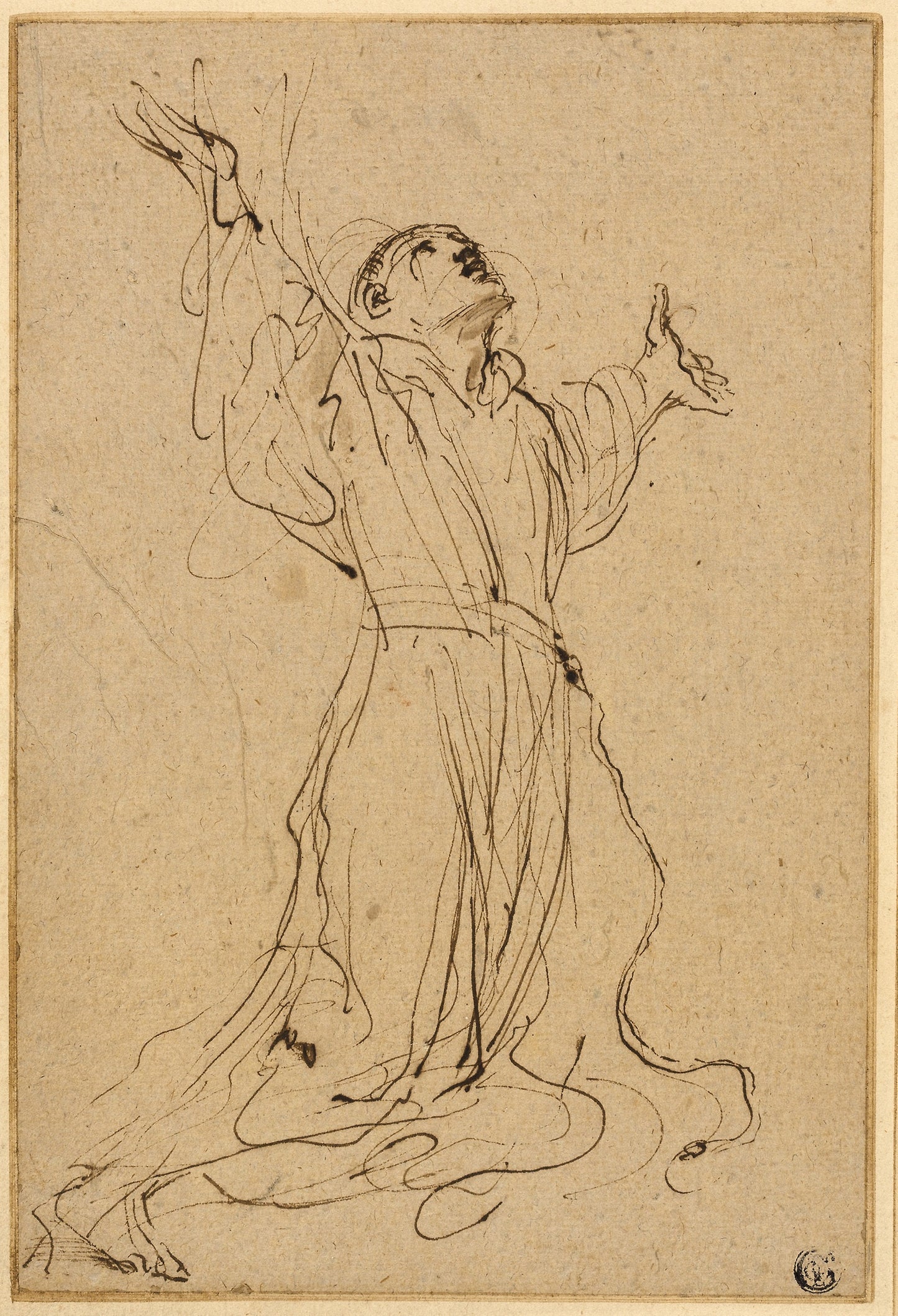 Study for Saint Francis Receiving the Stigmata - Guercino, Poster Print Wall Art