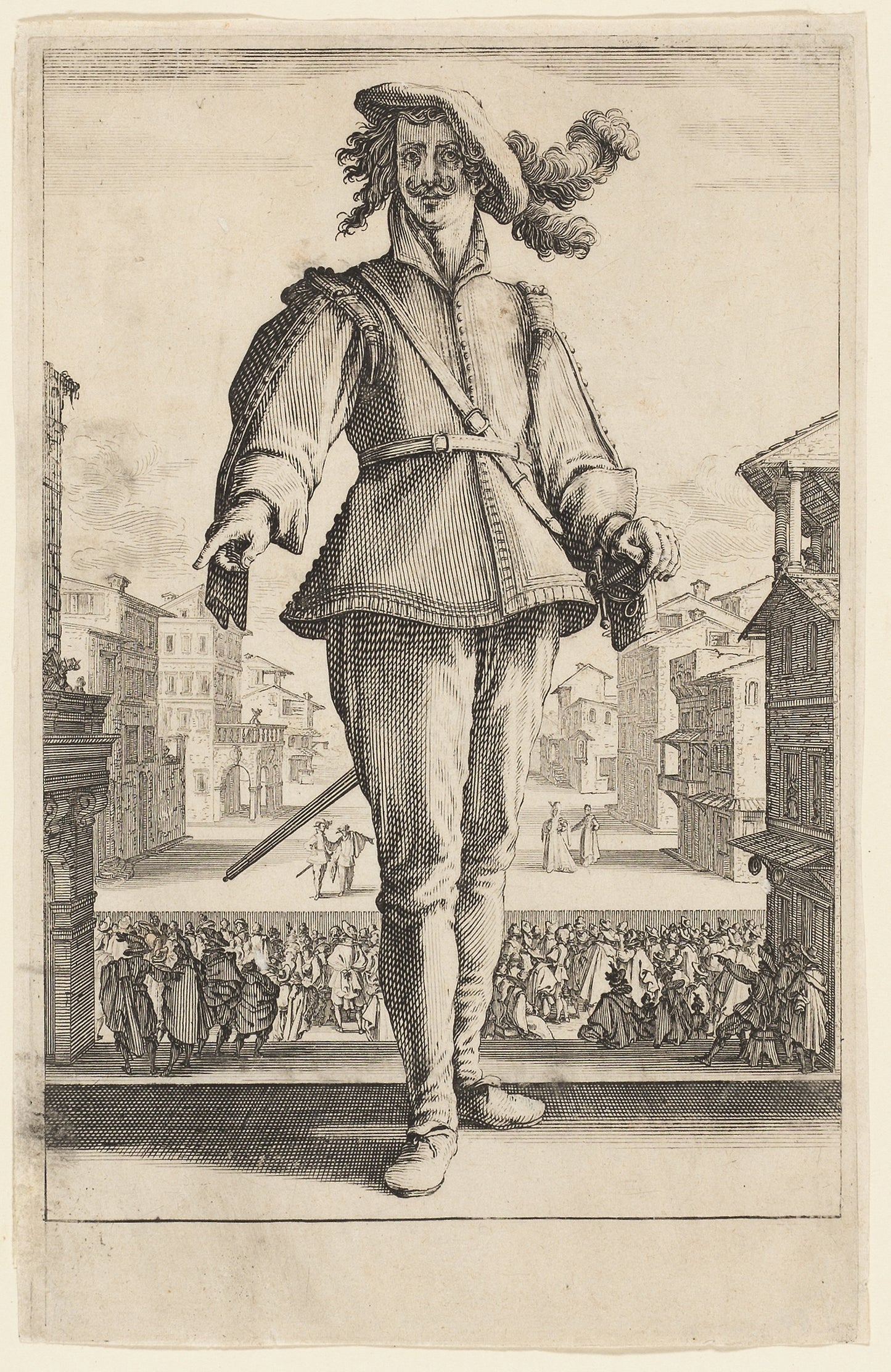 The Captain or The Lover, from Three Italian Comedians - Jacques Callot, Poster Print Wall Art