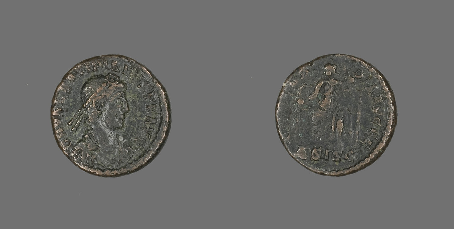 Coin Portraying Emperor Valentinian II - Roman, Poster Print Wall Art