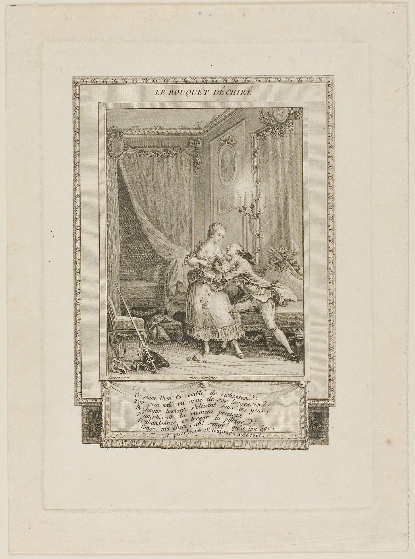 The Torn Bouquet - Antoine-Jean Duclos (French, 1742-1795), Poster Print Wall Art