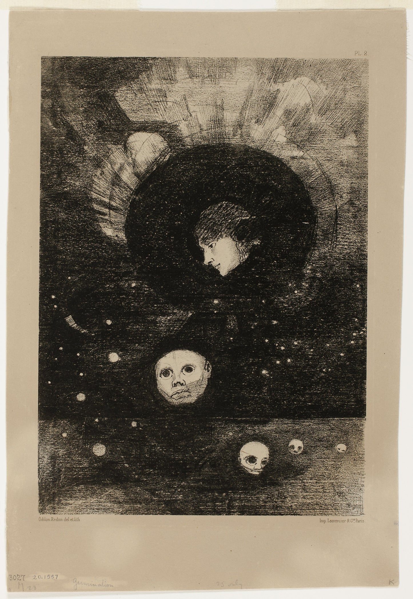 Germination, plate two from In Dreams - Odilon Redon, Poster Print Wall Art