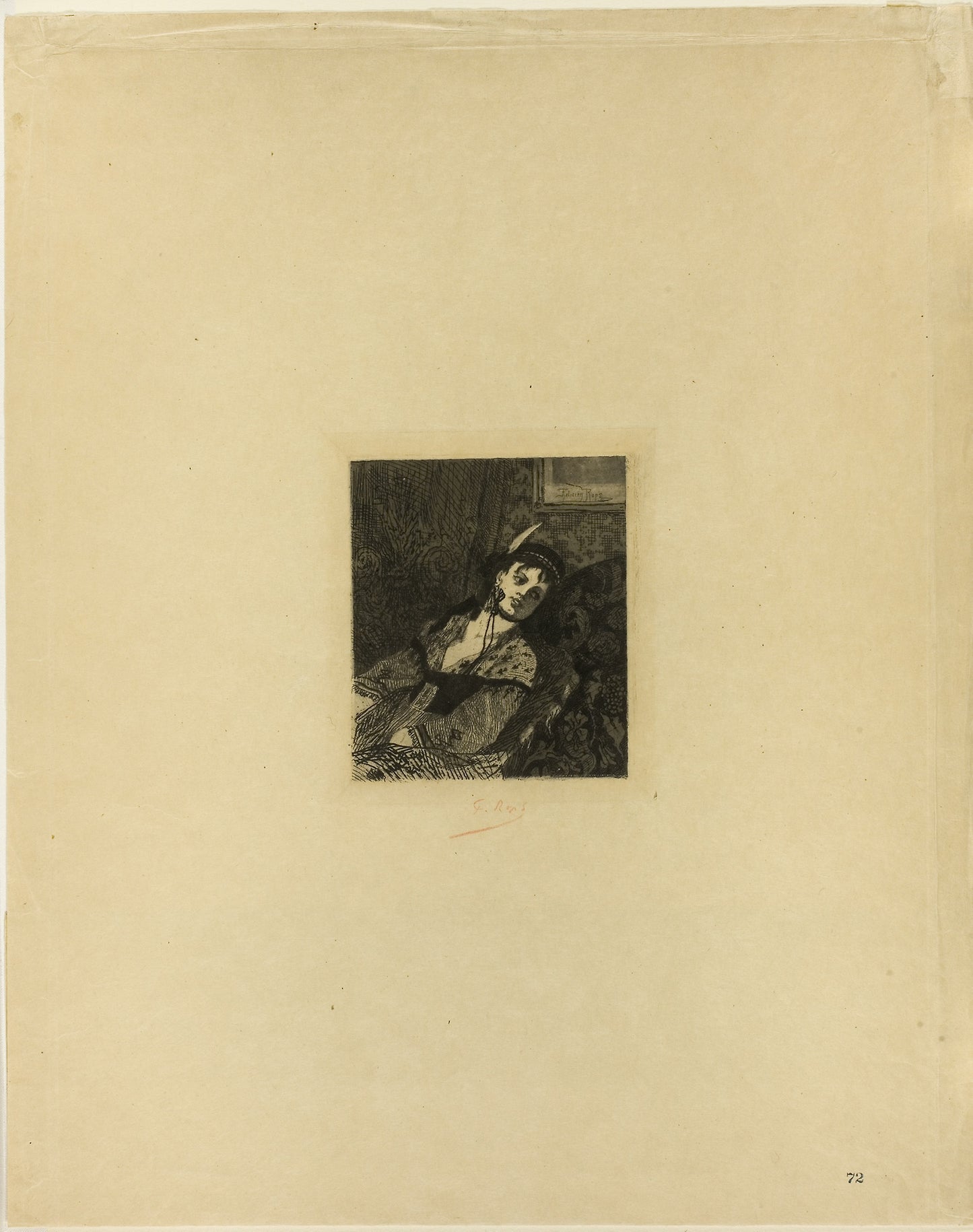 Woman with a Scottish Hat - Félicien Rops (Belgian, 1833-1898), Poster Print Wall Art