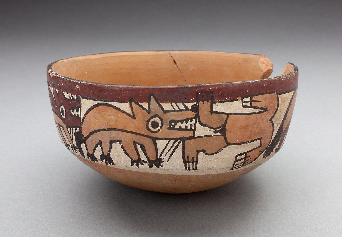 Bowl Depicting Coyotes Attacking Human - Nazca, Poster Print Wall Art