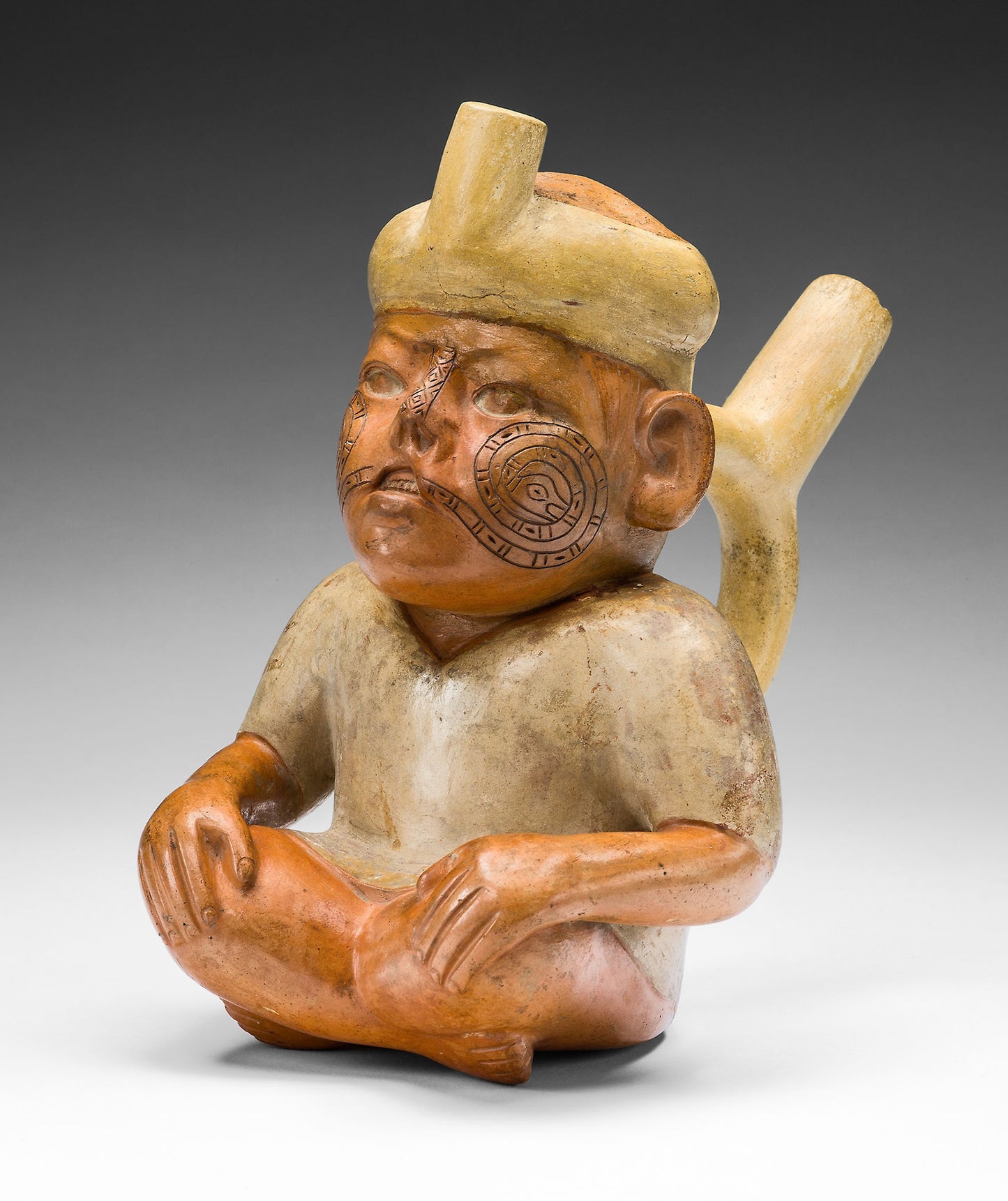 Portrait Vessel of a Man with a Cleft Lip and Tattoos - Moche, Poster Print Wall Art