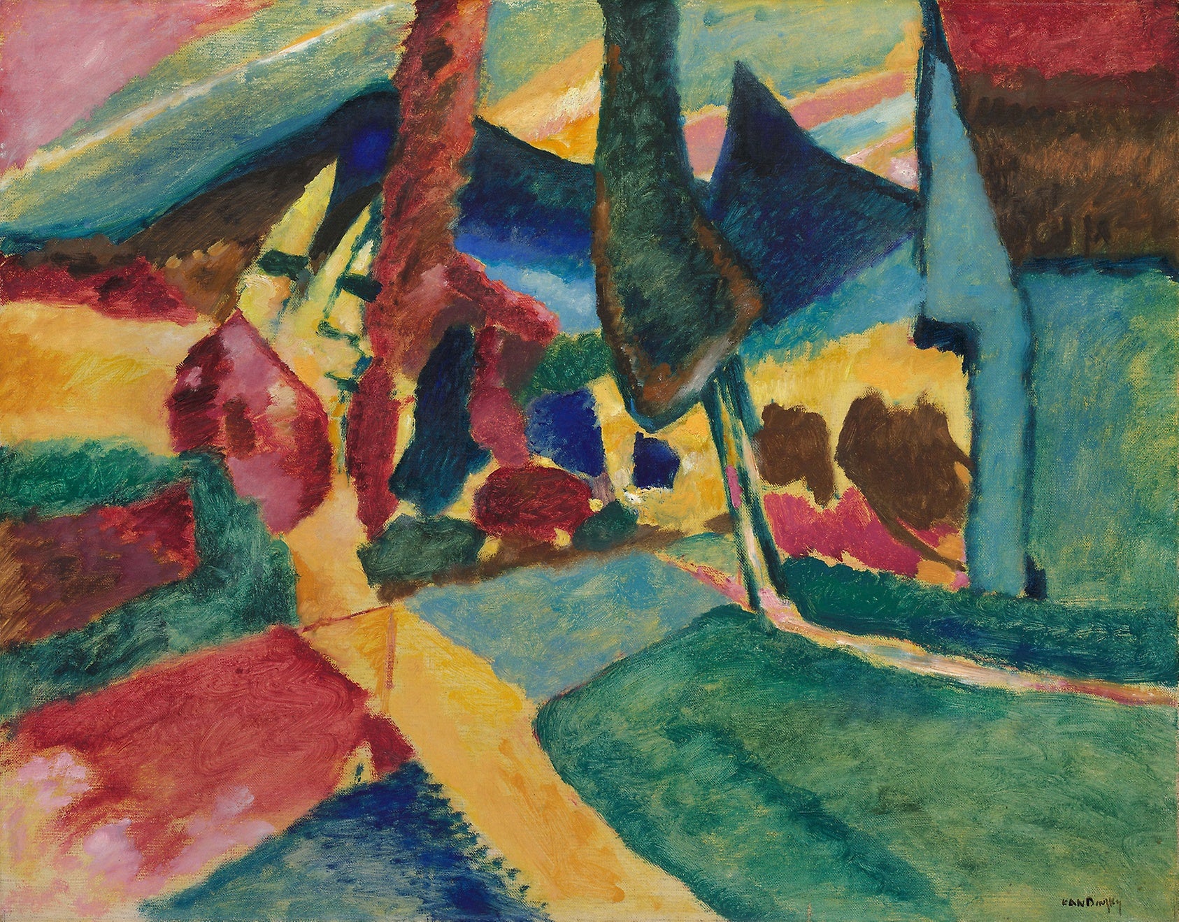 Landscape with Two Poplars: Vasily Kandinsky,16x12"(A3) Poster