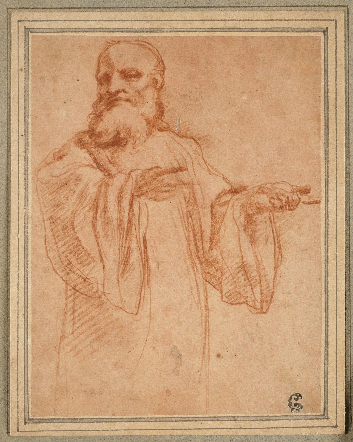 St. Benedict Gesturing to the Left - Study for the Coronation of the Virgin - Antonio Allegri, called Correggio, Poster Print Wall Art