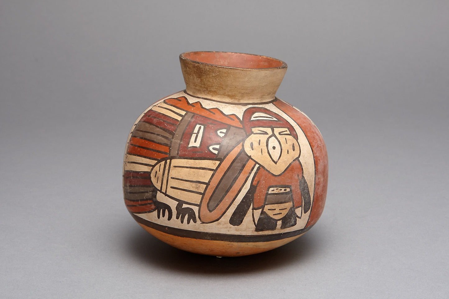 Jar Depicting an Abstract Bird with Trophy Head - Nazca, Poster Print Wall Art