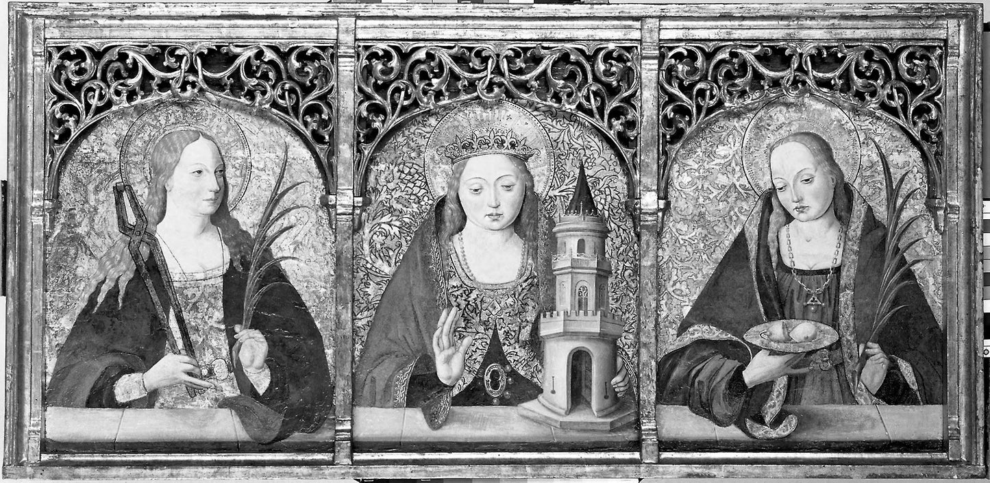 Saints Apollonia, Barbara, and Agatha - Master Alejo (Alejo Andía?), Poster Print Wall Art