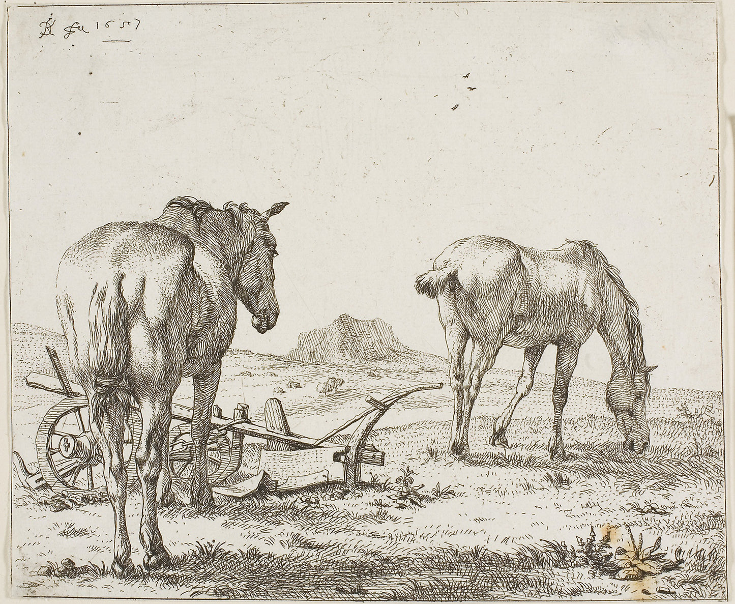 Two Horses - a Plough - Karel Dujardin, Poster Print Wall Art