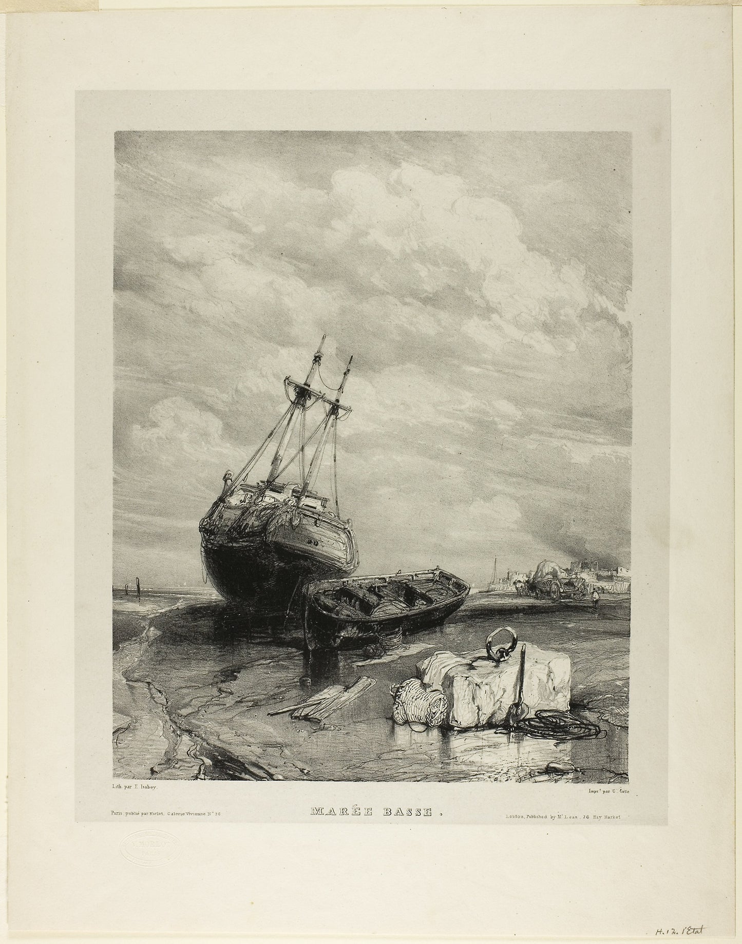 Low Tide, plate six from Six Marines - Eugène Isabey (French, 1803-1886), Poster Print Wall Art