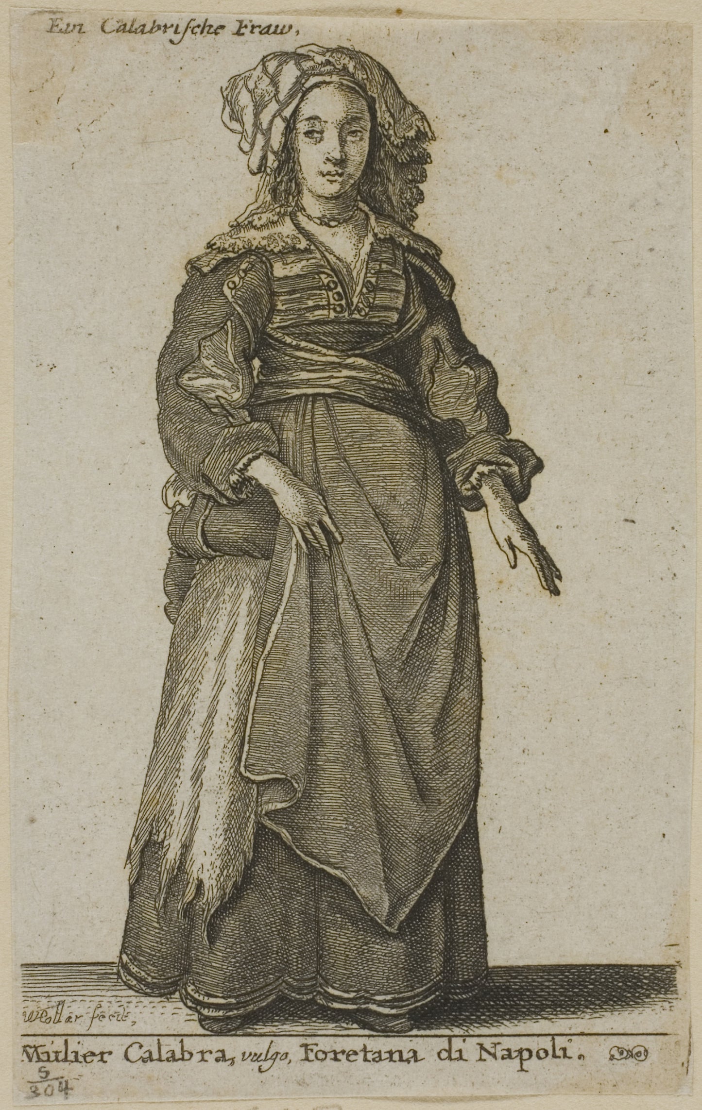Woman of Calabria - Wenceslaus Hollar, Poster Print Wall Art