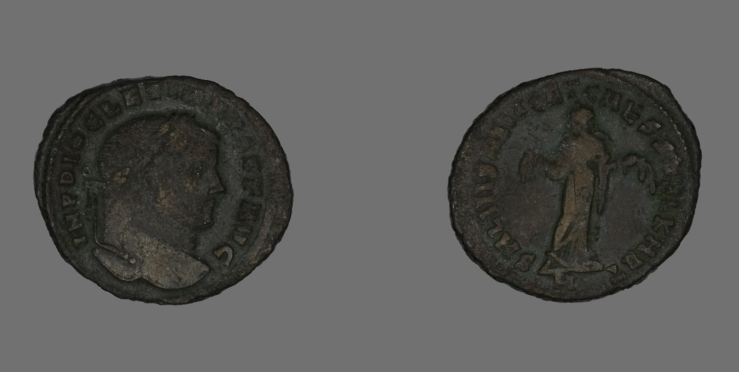 Follis (Coin) Portraying a Roman Emperor - Roman, minted in Carthage, Poster Print Wall Art