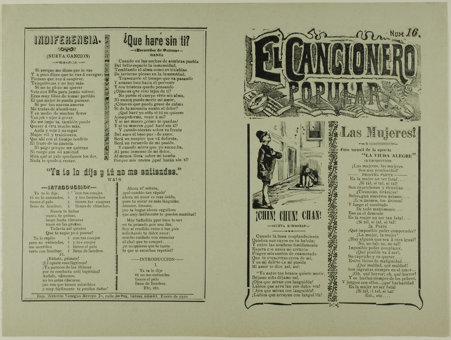 El cancionero popular, num. 16 (The Popular Songbook, No. 16) - José Guadalupe Posada, Poster Print Wall Art