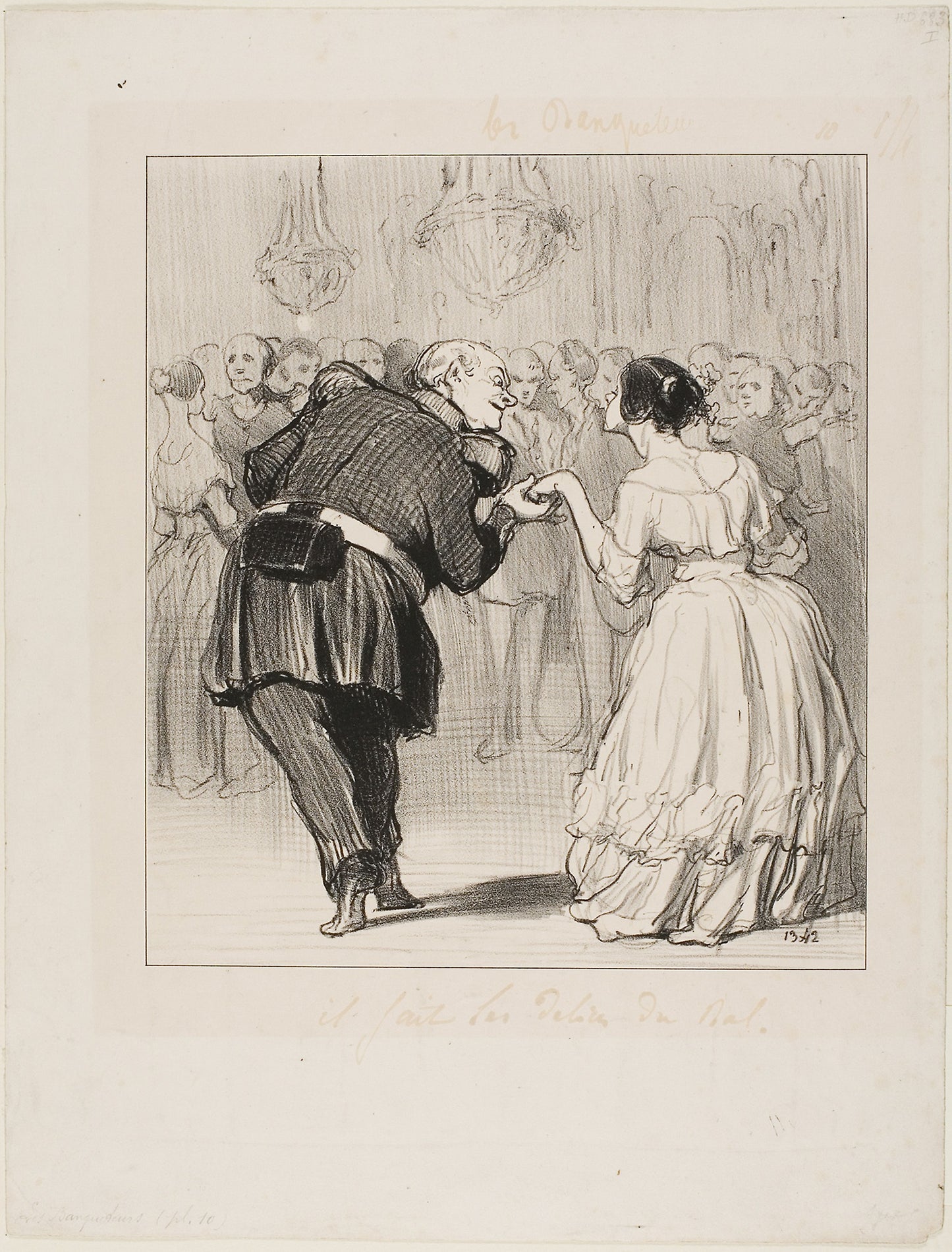 He delights in the ball, plate 10 from Les Banqueteurs - Honoré Victorin Daumier (French, 1808-1879), Poster Print Wall Art
