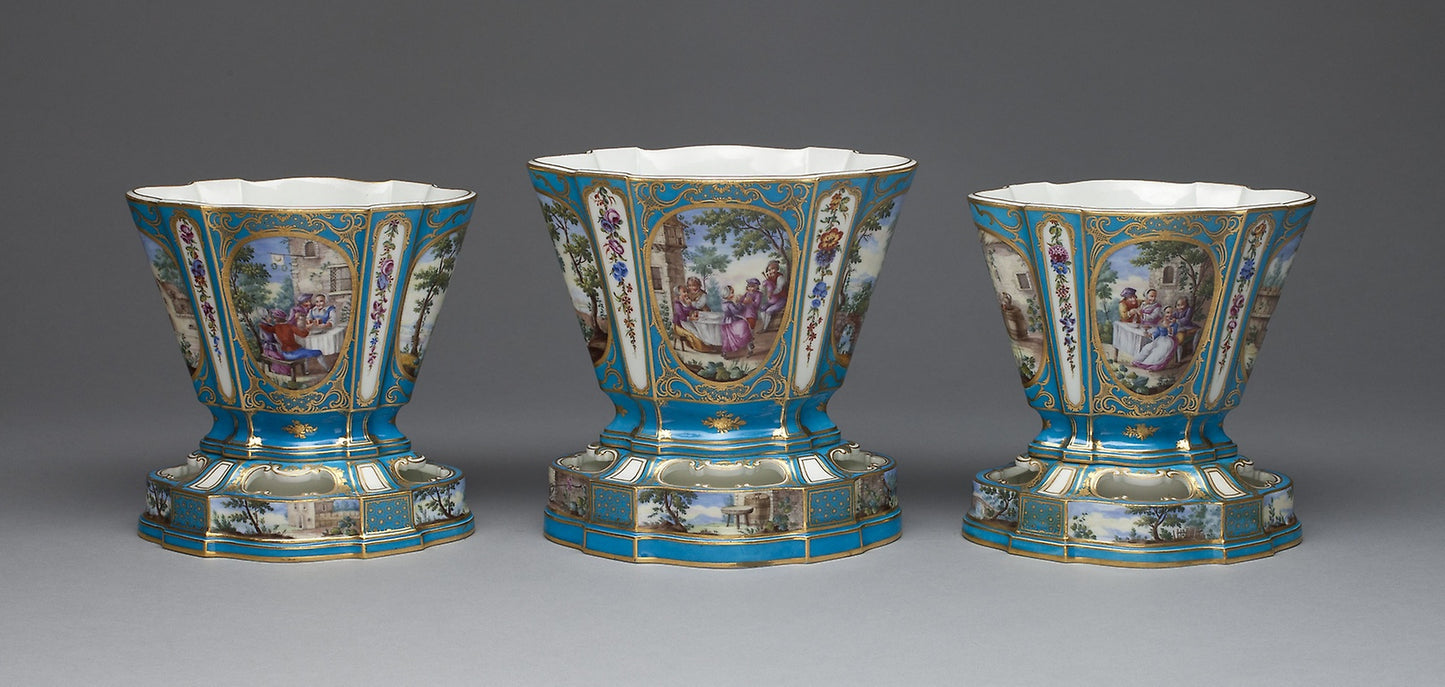 Garniture of Three Flower Vases (Vases Hollandois) - Sèvres Porcelain Manufactory, Poster Print Wall Art