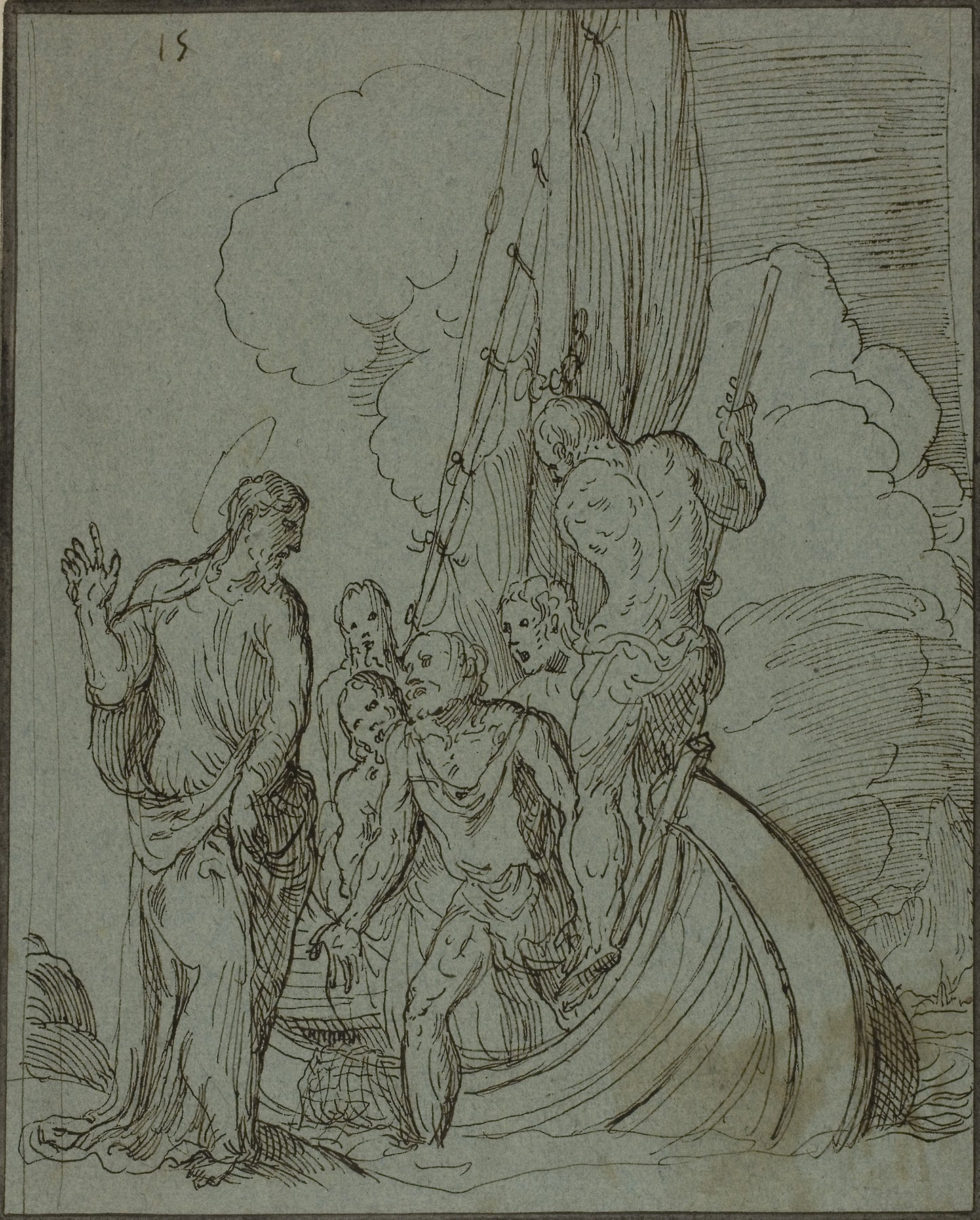 Christ Walking on the Water, Peter Following - Domenico Campagnola, Poster Print Wall Art