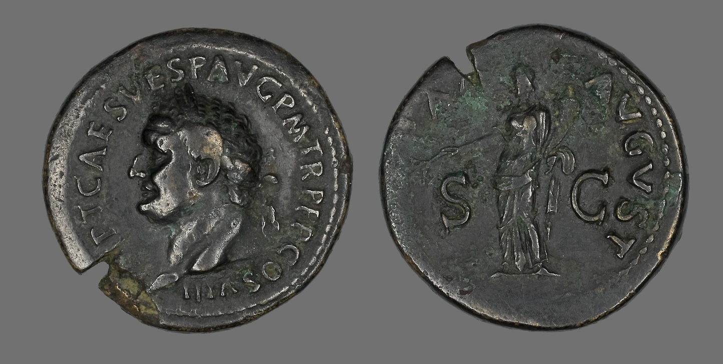 Coin Portraying Emperor Vespasian - Roman, Poster Print Wall Art