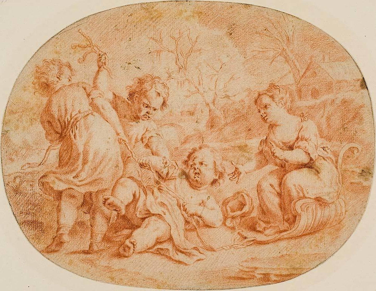 Allegorical Scene with Children Quarreling - Attributed to Jean Marc Nattier (French, 1685-1766), Poster Print Wall Art