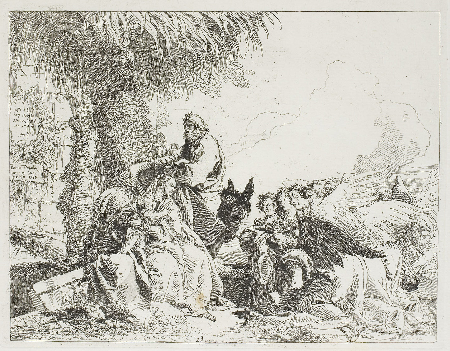The Rest on the Flight, plate thirteen from The Flight into Egypt - Giovanni Domenico Tiepolo, Poster Print Wall Art