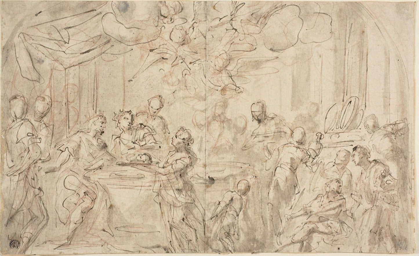 Salome with the Head of Saint John the Baptist Before Herod - Attributed to Giovanni Antonio Pellegrini, Poster Print Wall Art