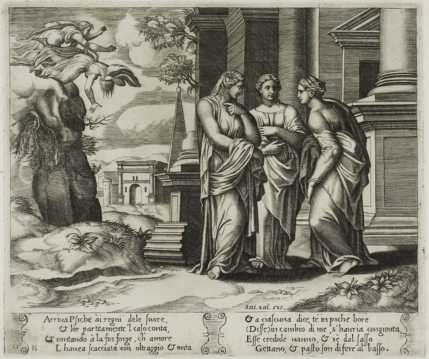 Psyche Telling Her Misfortune to Her Sisters - Master of the Die (Italian, active c. 1530-1560), Poster Print Wall Art