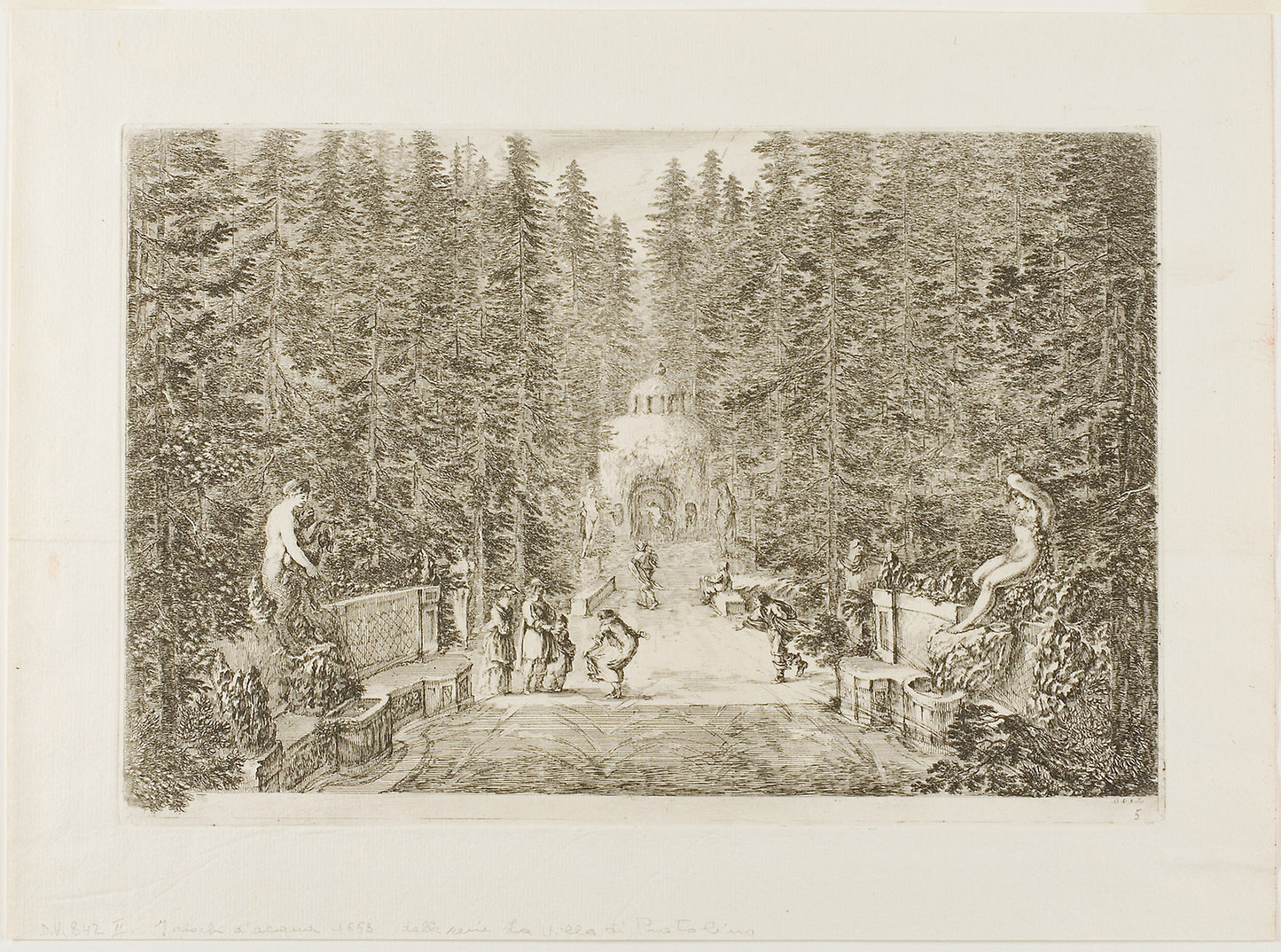 Les jets d'eau sortant de terre, from Vues de la villa de Pratolino - Stefano della Bella, Poster Print Wall Art