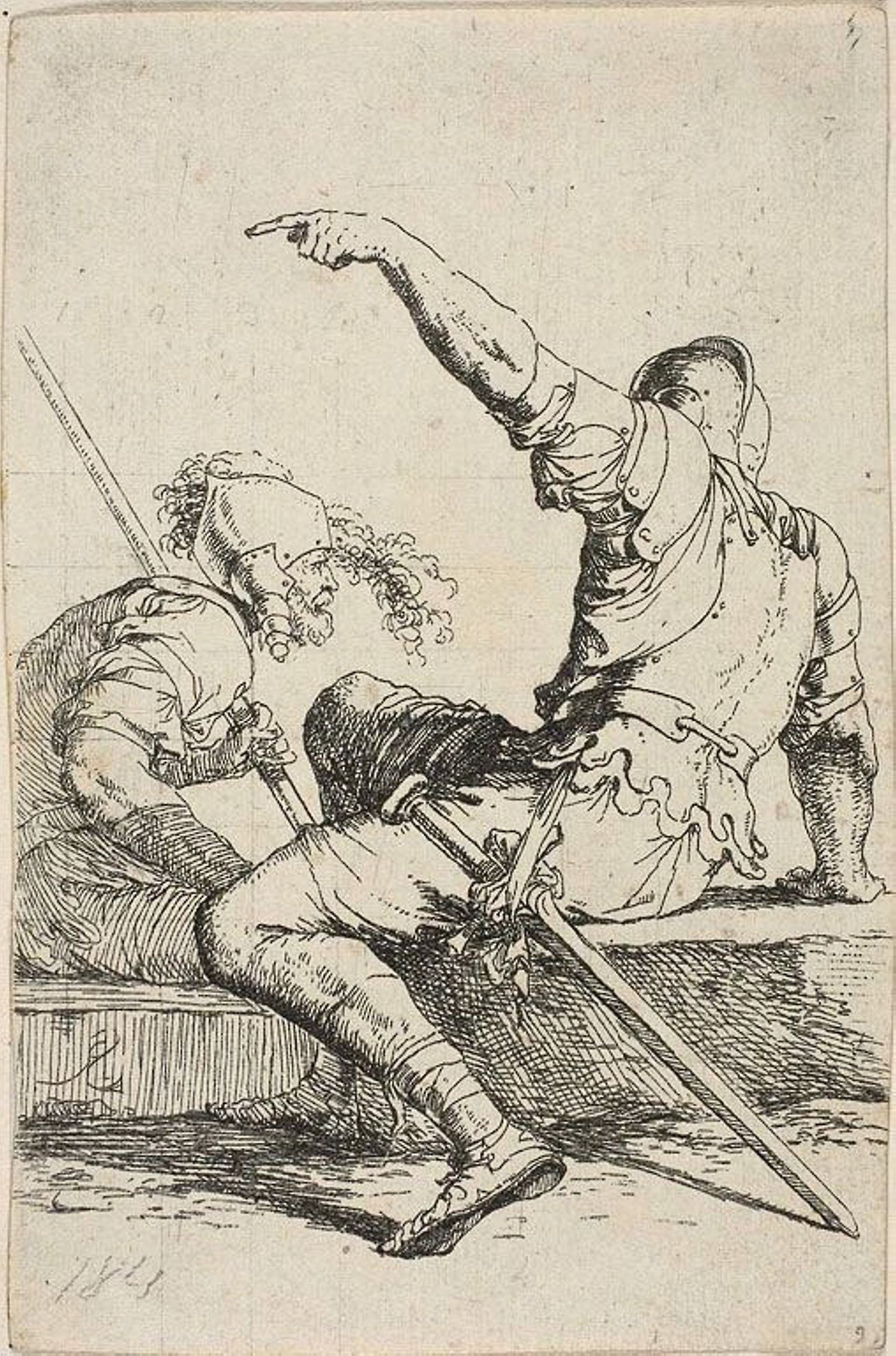 Two Warriors Seated on Low Rocks - Salvator Rosa, Poster Print Wall Art