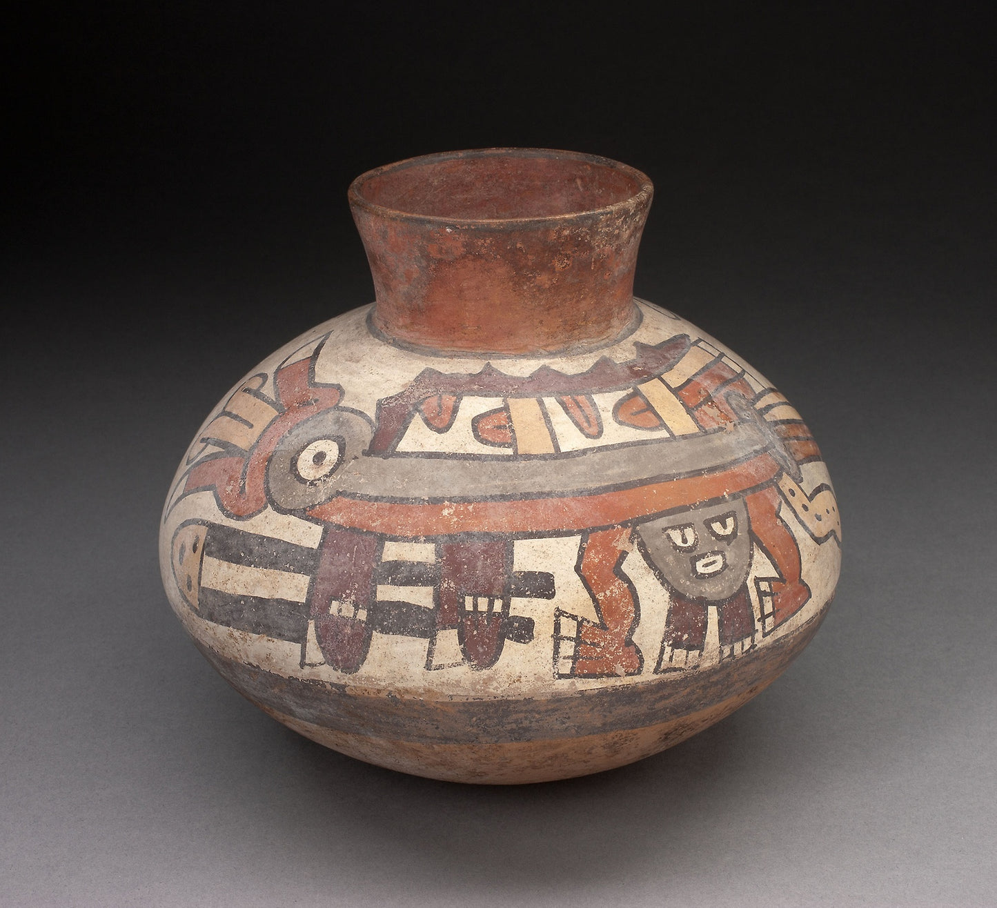 Jar with Narrowed Neck Depciting Anthropomorphic Insect with Trophy Head - Nazca, Poster Print Wall Art