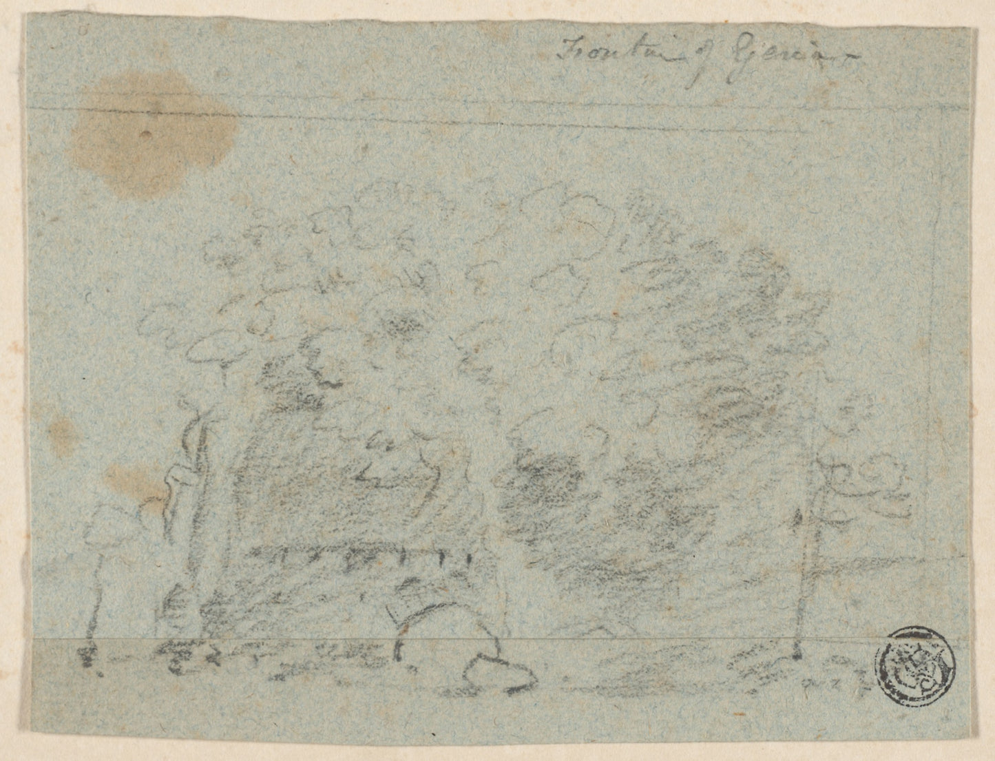 Sketch of Trees Near Bridge (recto); Sketch of Building (verso) - Attributed to Richard Wilson, Poster Print Wall Art