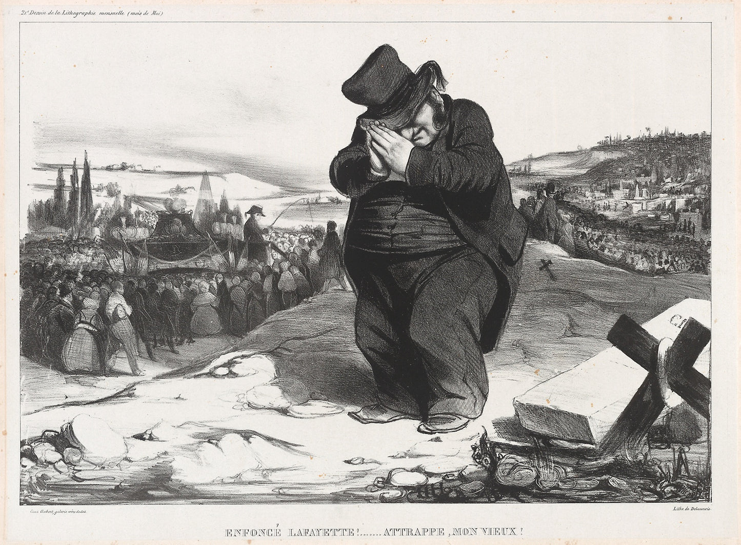 Crushed Lafayette!... Trapped, Old Fellow!, plate 22 - Honoré Victorin Daumier, Poster Print Wall Art
