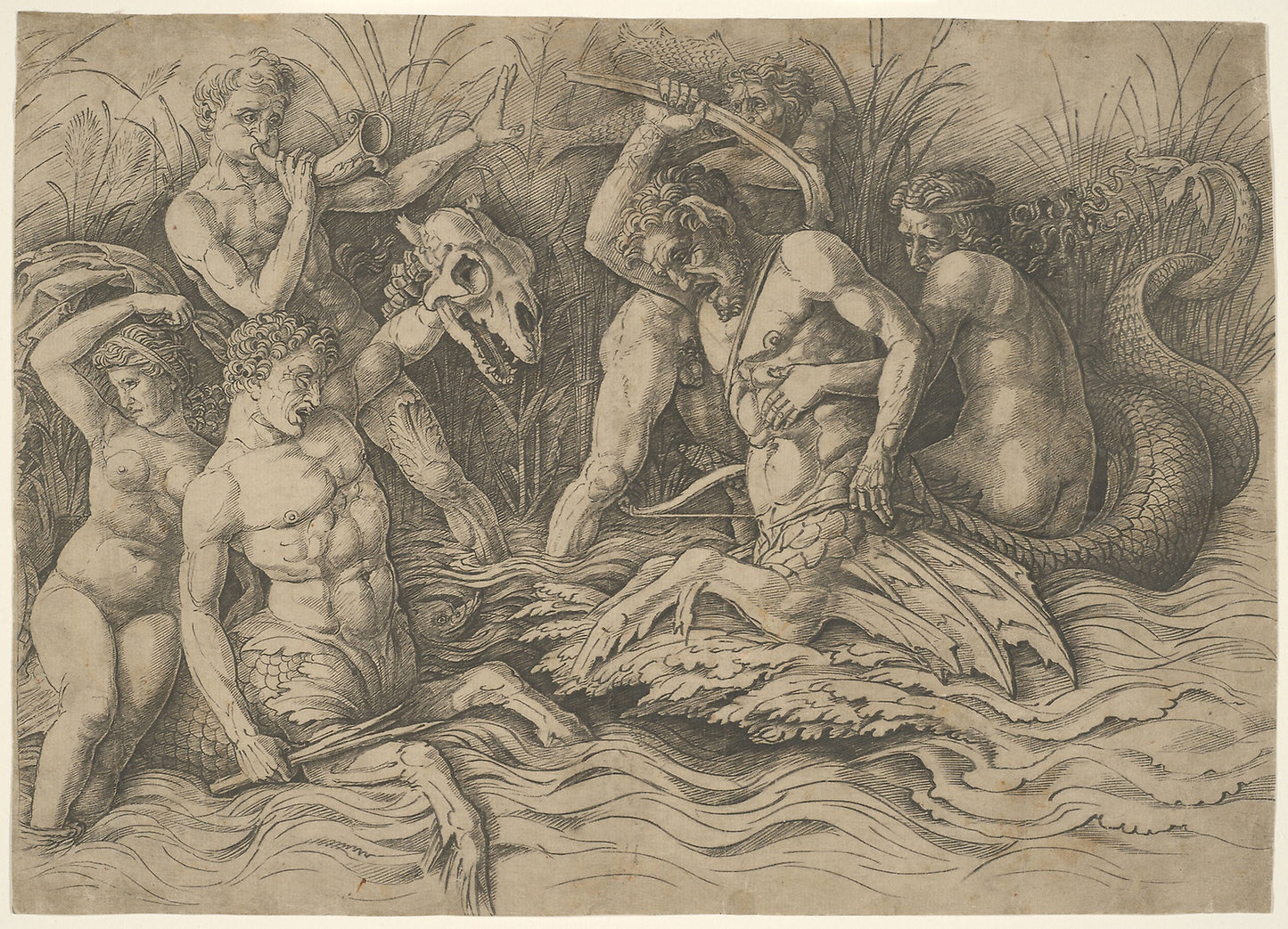 Battle of the Sea Gods - Right Half of a Frieze - Andrea Mantegna, Poster Print Wall Art