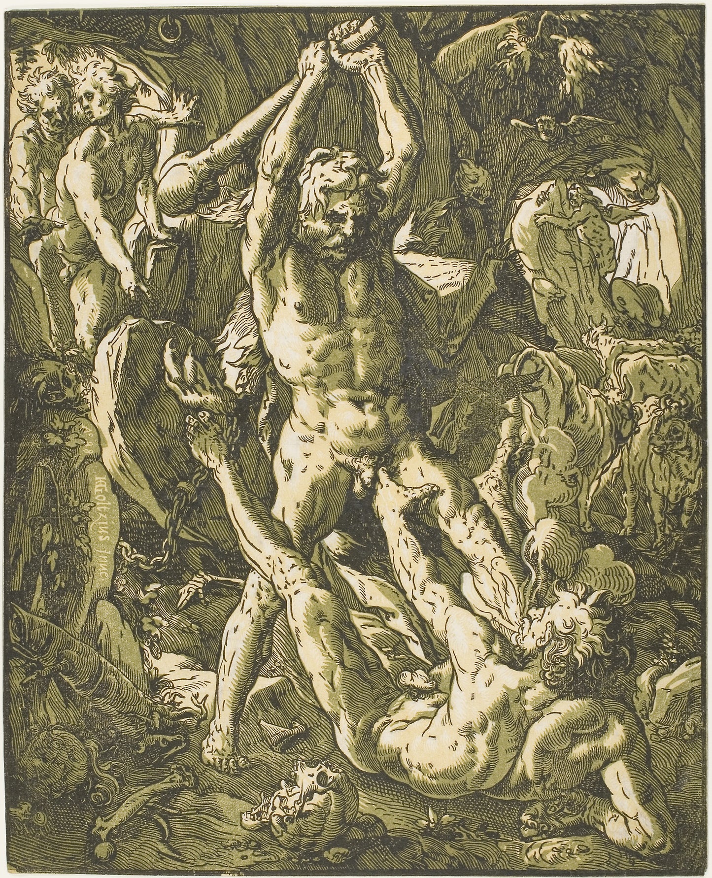 Hercules Killing Cacus - Hendrick Goltzius, Poster Print Wall Art