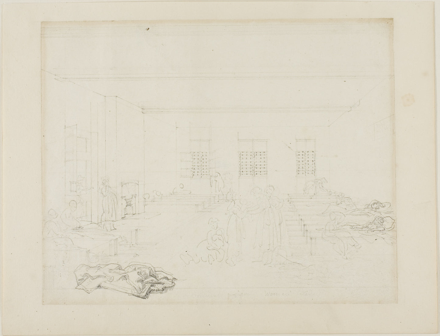 Study for Bridewell Prison, Women's Side, from Microcosm of London - Augustus Charles Pugin (English, born France, 1762-1832), Poster Print Wall Art