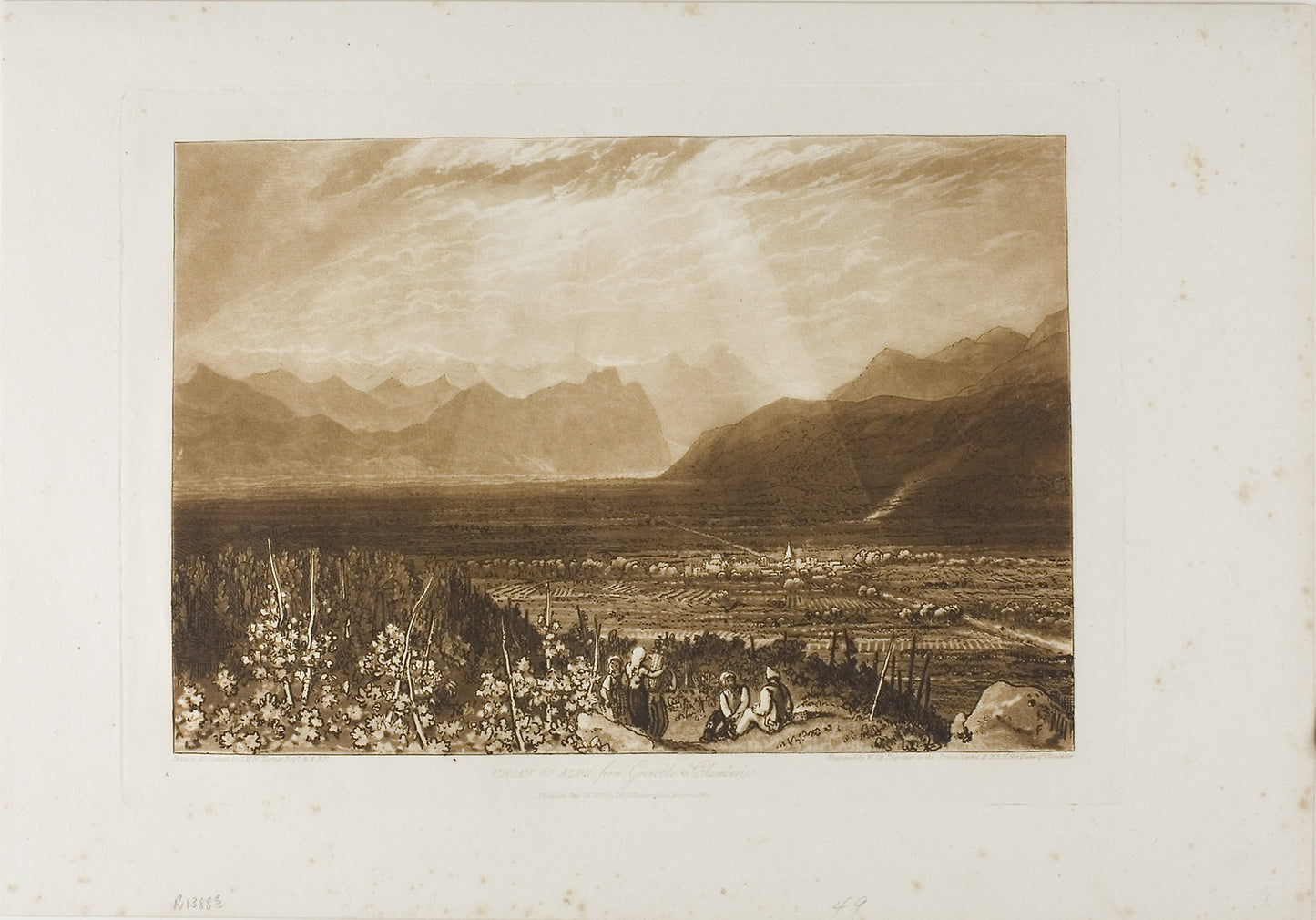 Chain of Alps from Grenoble to Chamberi, plate 40 from Liber Studiorum: Joseph Mallord William Turner (English, 1775-1851),16x12"(A3) Poster