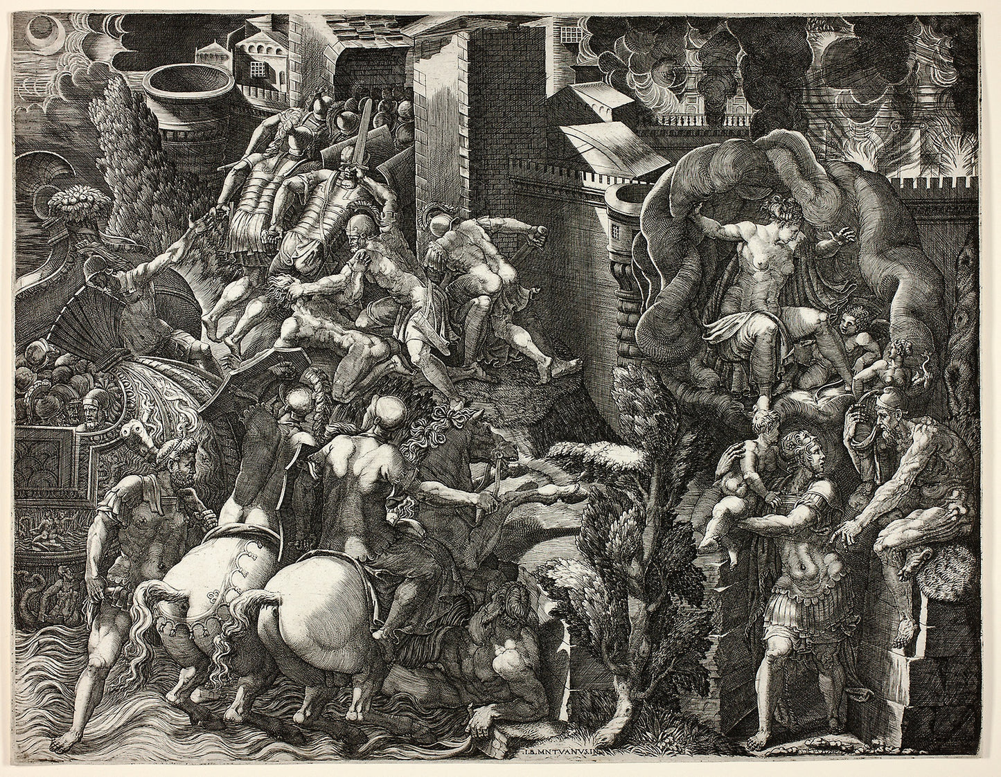 The Fall of Troy and the Escape of Aeneas - Giorgio Ghisi (Italian, 1520-1582), Poster Print Wall Art