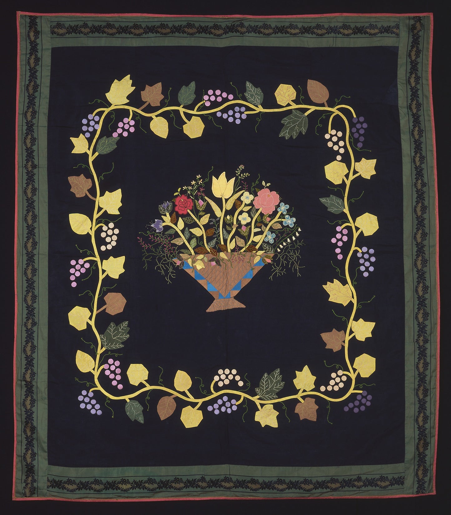 Bedcover (Basket of Flowers Quilt) - Made for the Bridges Family, Poster Print Wall Art