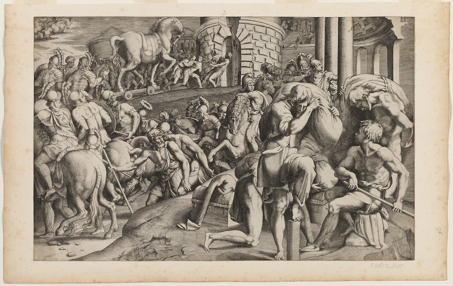 The Trojan Horse Being Dragged into the City of Troy - Giulio di Antonio Bonasone, Poster Print Wall Art