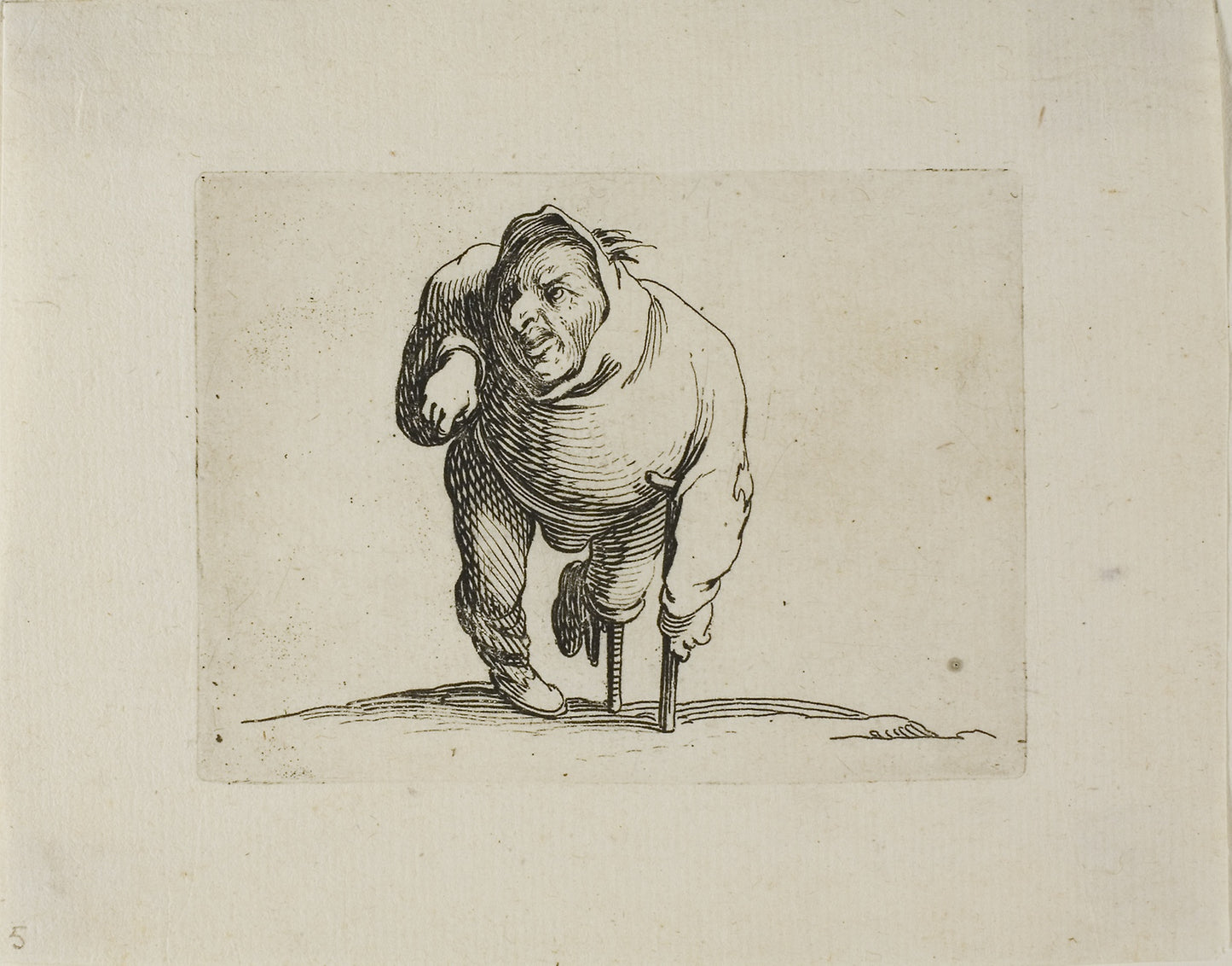 The Cripple with a Crutch and a Wooden Leg, from Varie Figure Gobbi - Jacques Callot, Poster Print Wall Art