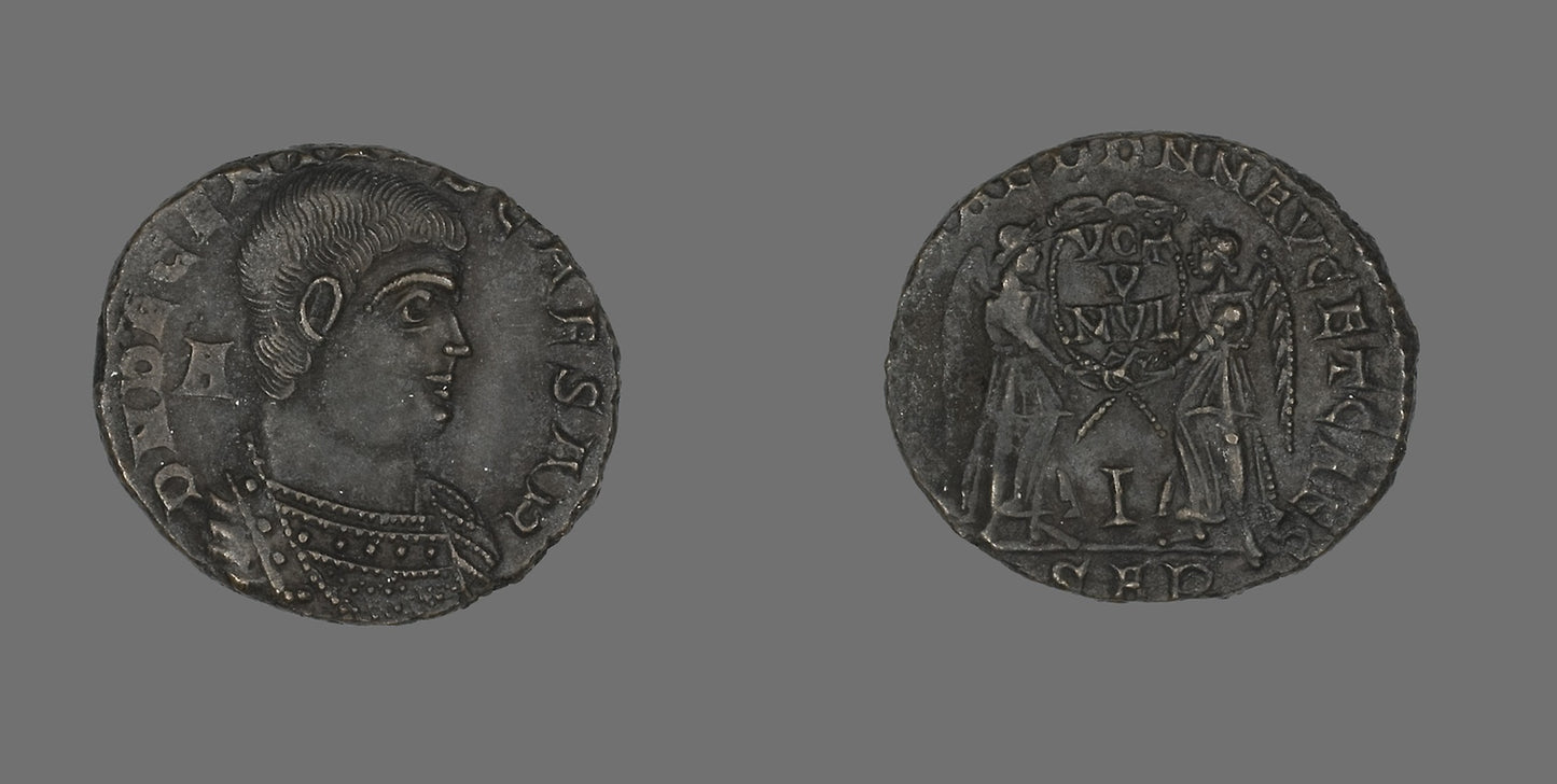 Coin Portraying Emperor Decentius - Roman, Poster Print Wall Art