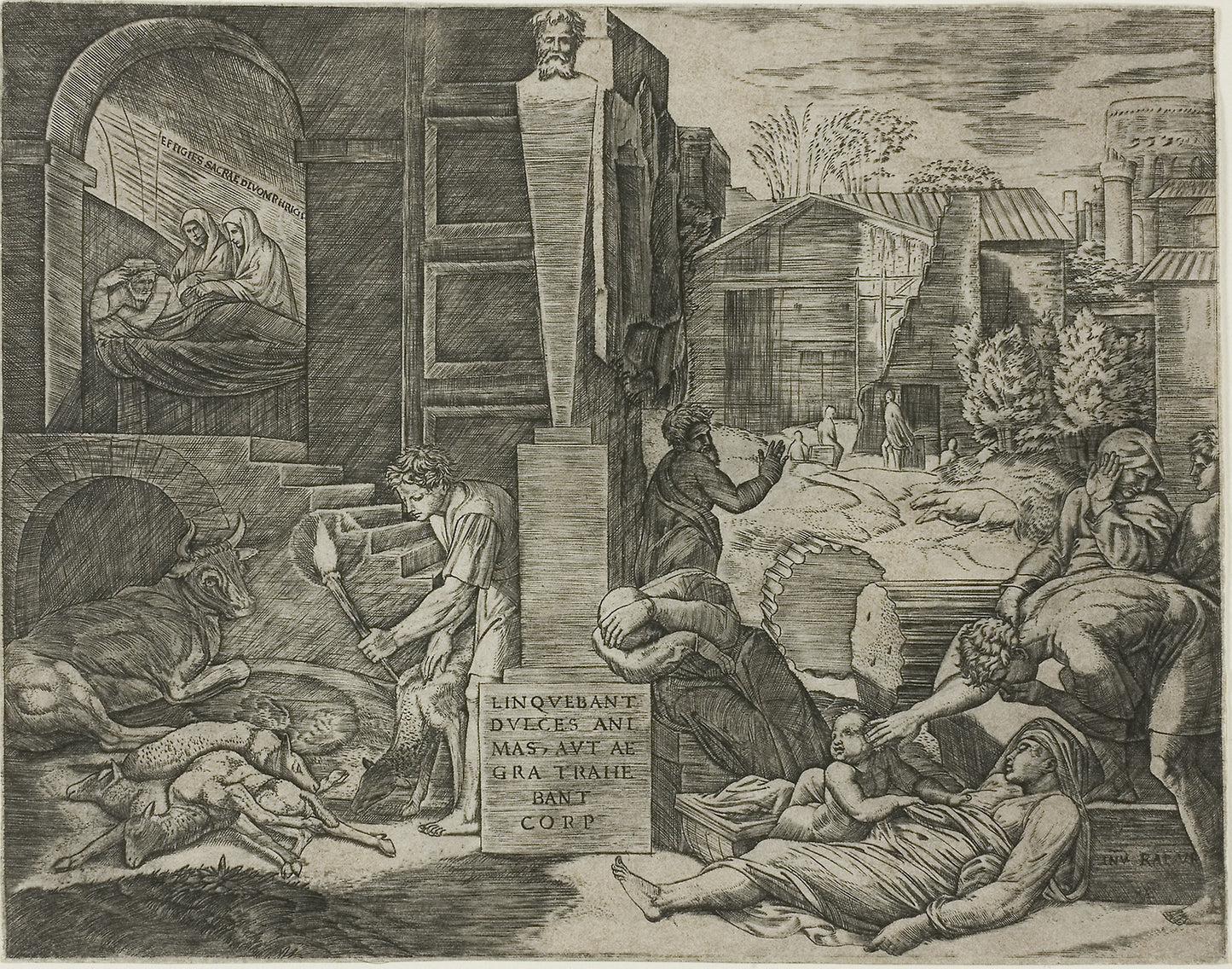 The Morbetto, or The Plague of Phrygia - Marcantonio Raimondi (Italian, c. 1480–1534), Poster Print Wall Art