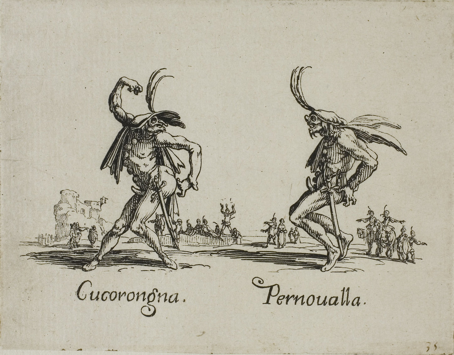 Guatsetto - Mestolino, from Balli di Sfessania - Jacques Callot, Poster Print Wall Art