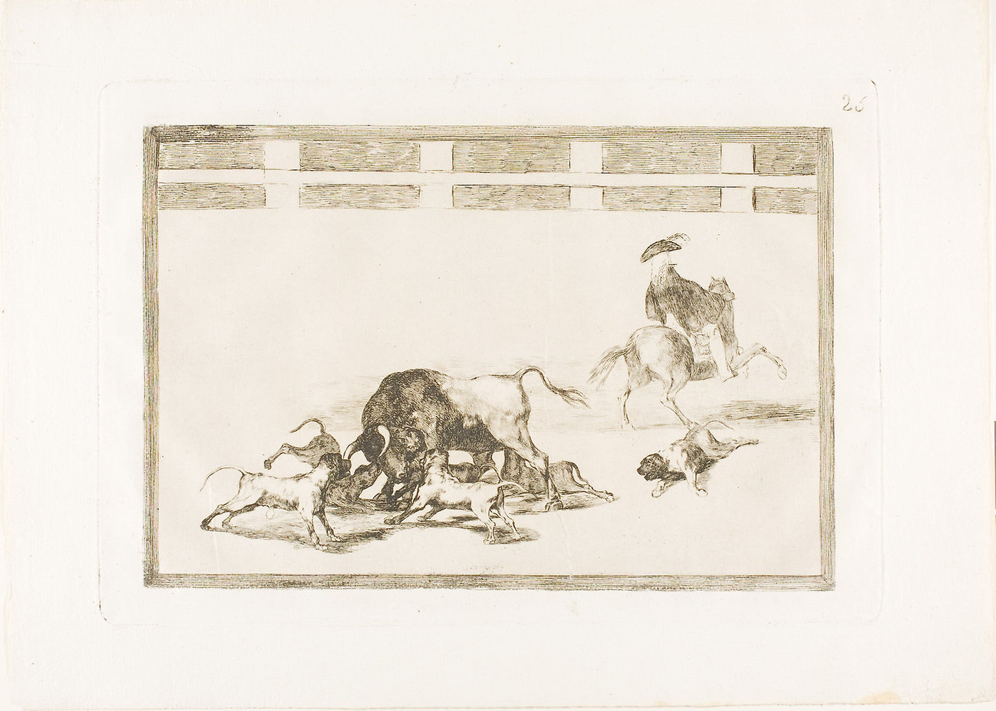 They Loose Dogs on the Bull, plate 25 from The Art of Bullfighting - Francisco José de Goya y Lucientes, Poster Print Wall Art