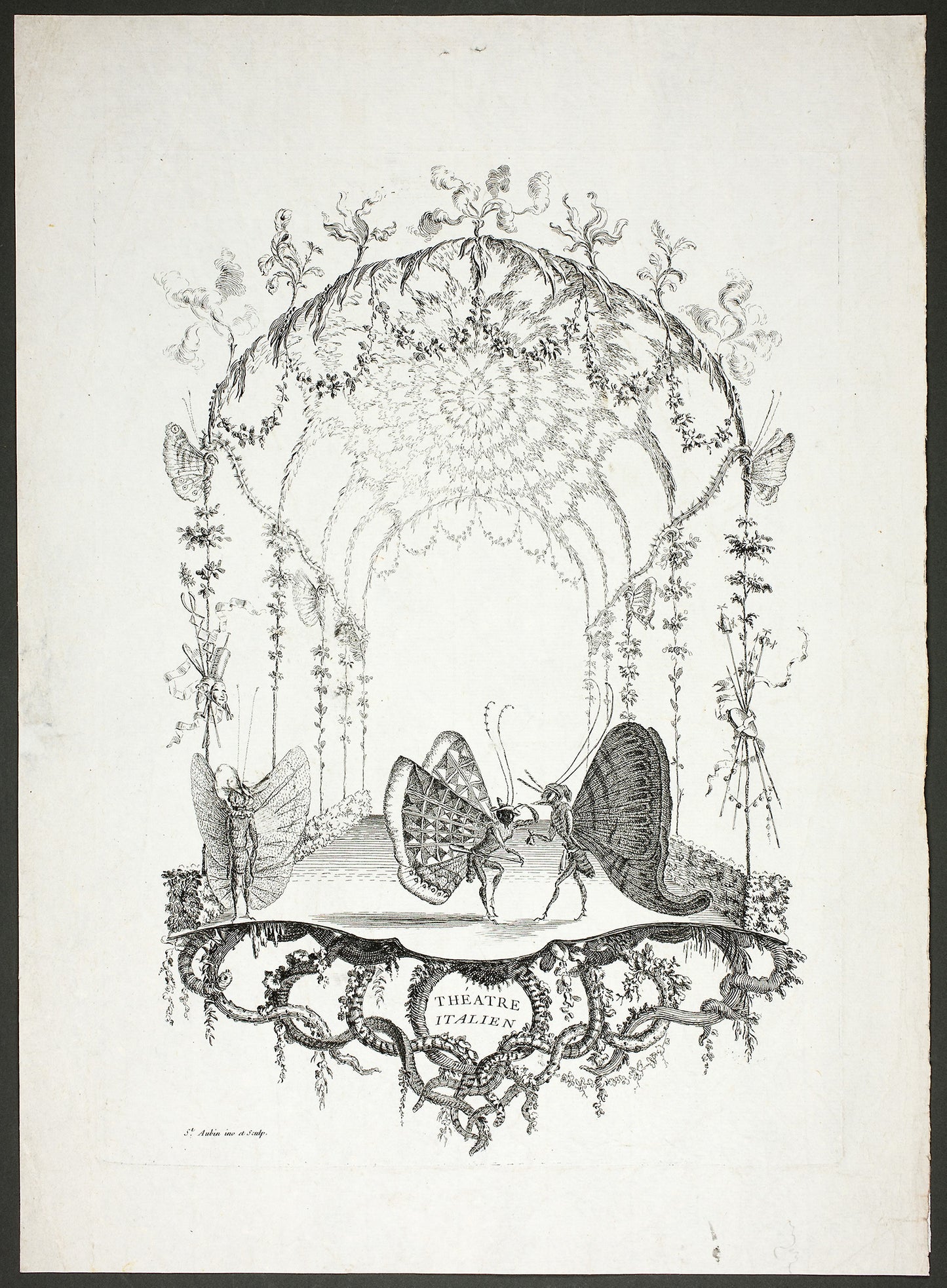 Butterflies on the Stage or Italian Theater, from Sample of Human Butterflies - Saint Aubin - Charles Germaine de Saint-Aubin, Poster Print Wall Art