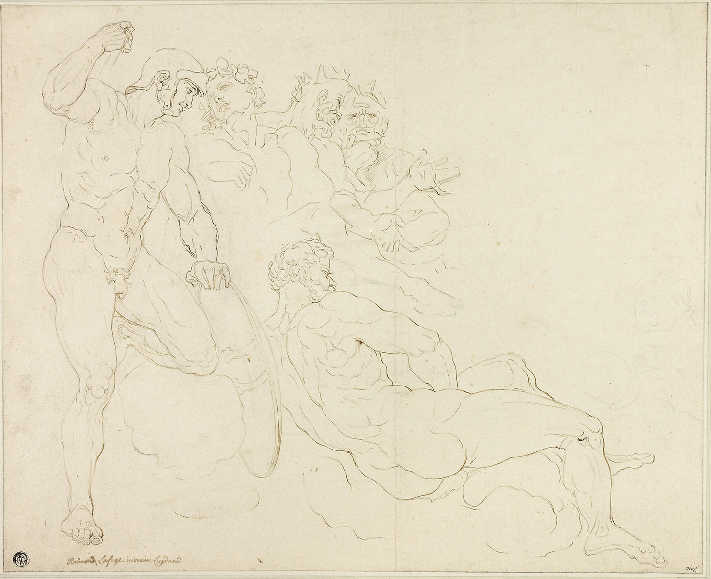 Sketches of Six Classical Figures: Possibly Raymond de Lafage,16x12"(A3) Poster