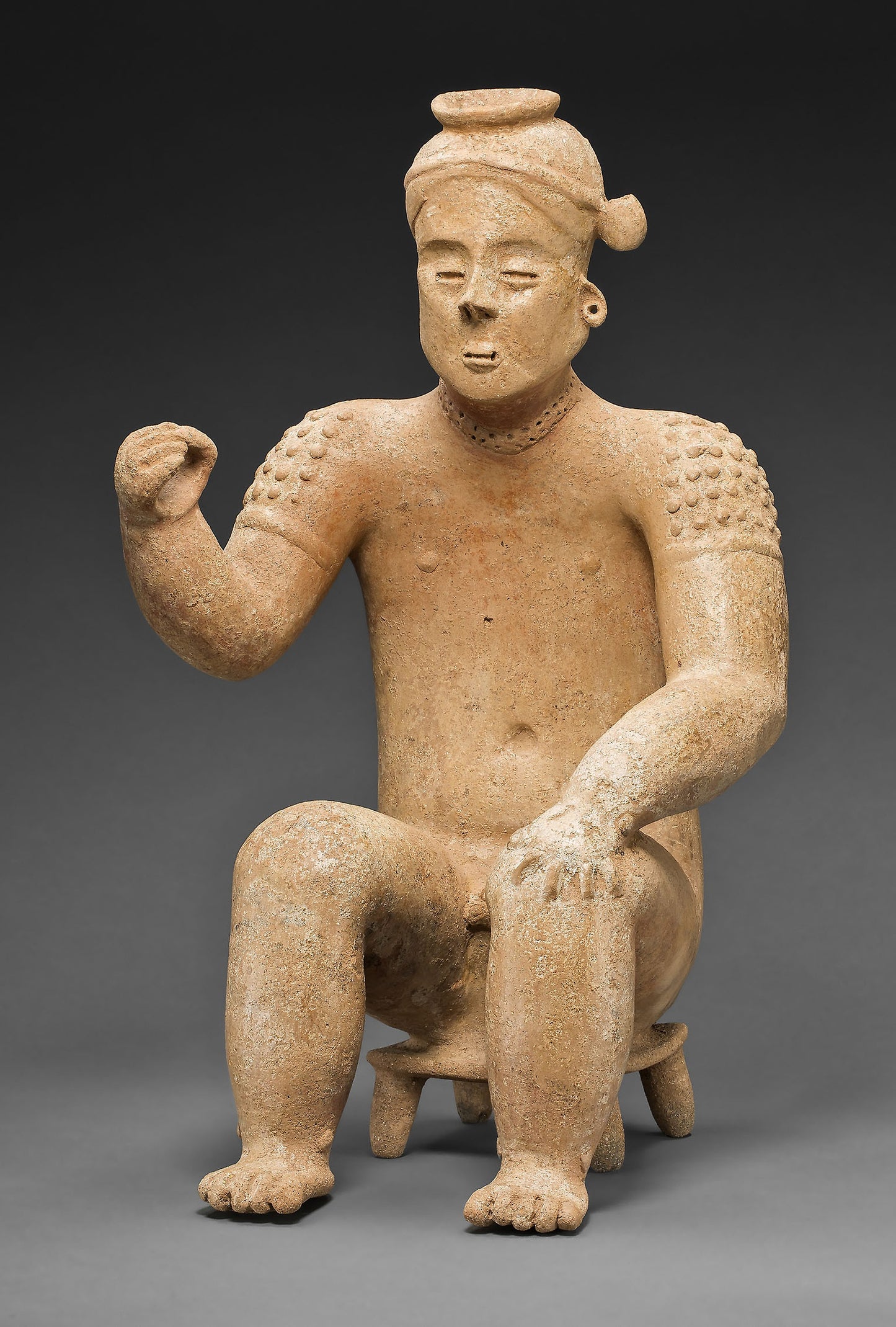 Seated Male Figure with One Arm Raised - Colima, Poster Print Wall Art