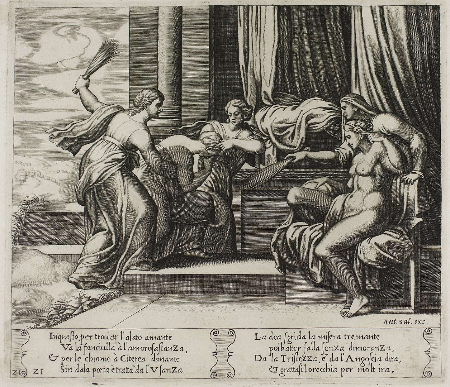 Sorrow and Pain Punishing Psyche - Master of the Die (Italian, active c. 1530-1560), Poster Print Wall Art