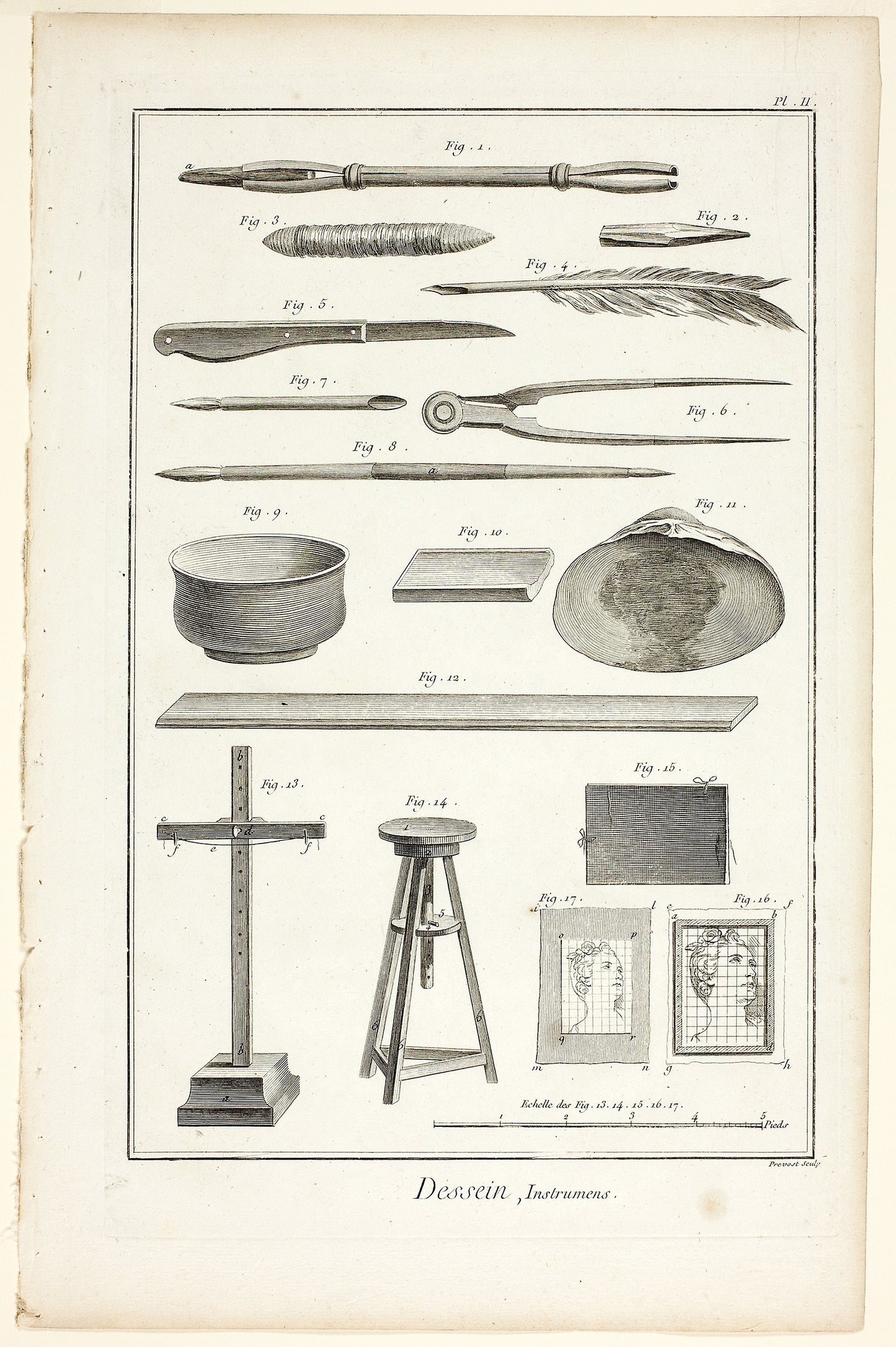 Design - Instruments, from Encyclopédie - Benoît-Louis Prévost (French, c. 1735-1809), Poster Print Wall Art