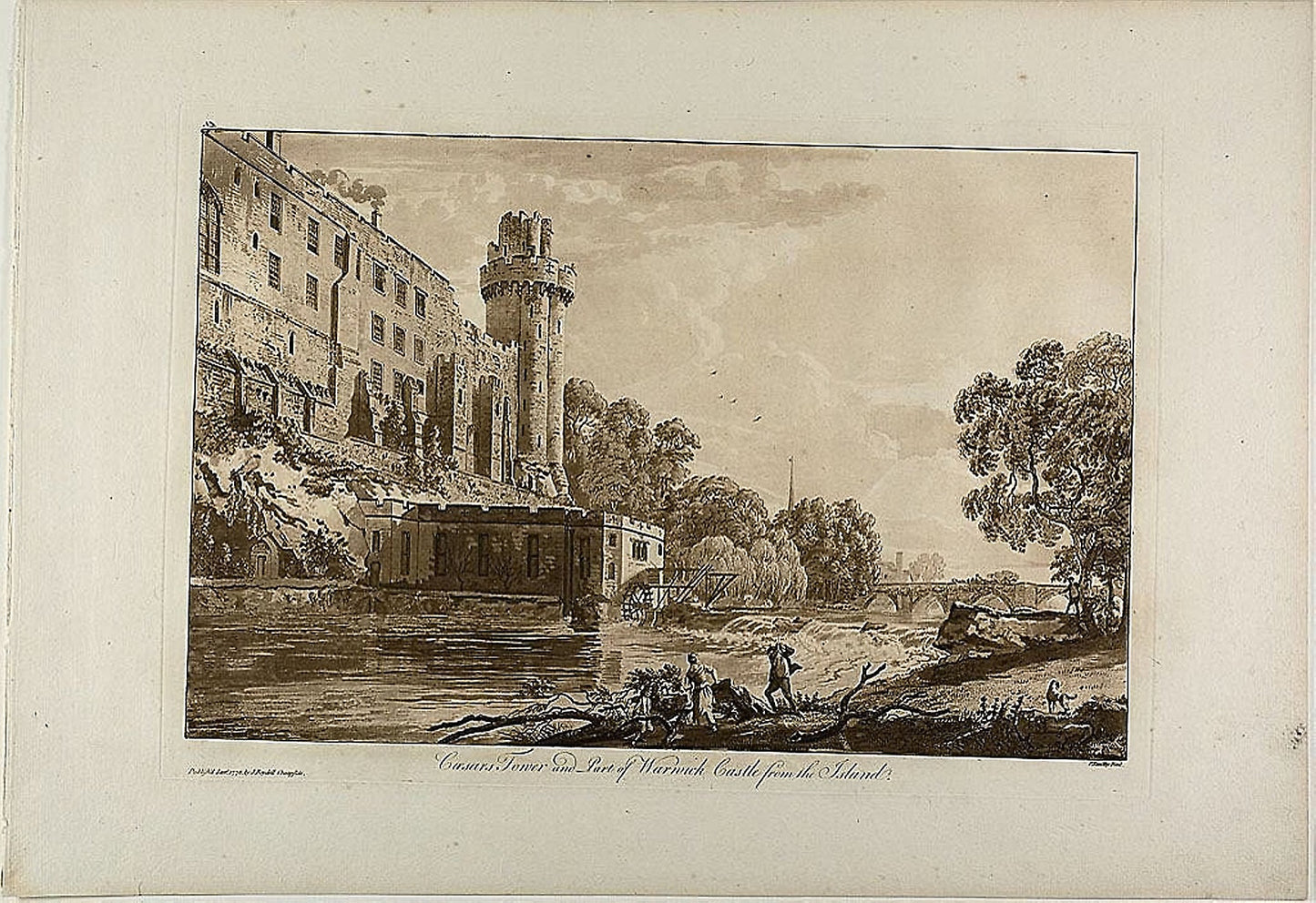 Caesar’s Tower and Part of Warwick Castle from the Island, plate three from Views of Warwick Castle - Paul Sandby, Poster Print Wall Art