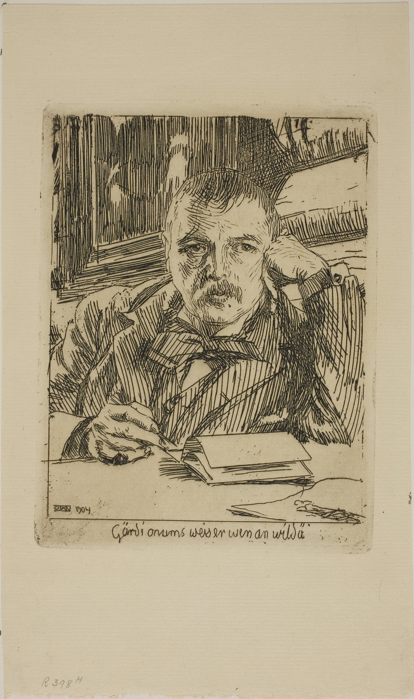 Self-Portrait with Inscription - Anders Zorn, Poster Print Wall Art